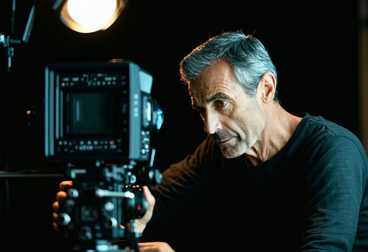 Behind the monitor on a location shoot